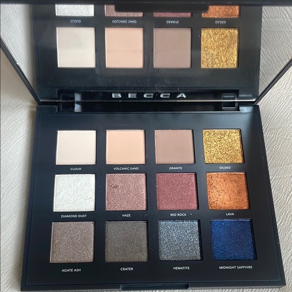 BECCA Volcano Goddess Luxe Eyeshadow Palette with Gold and Blue Hues - Picture 1 of 6